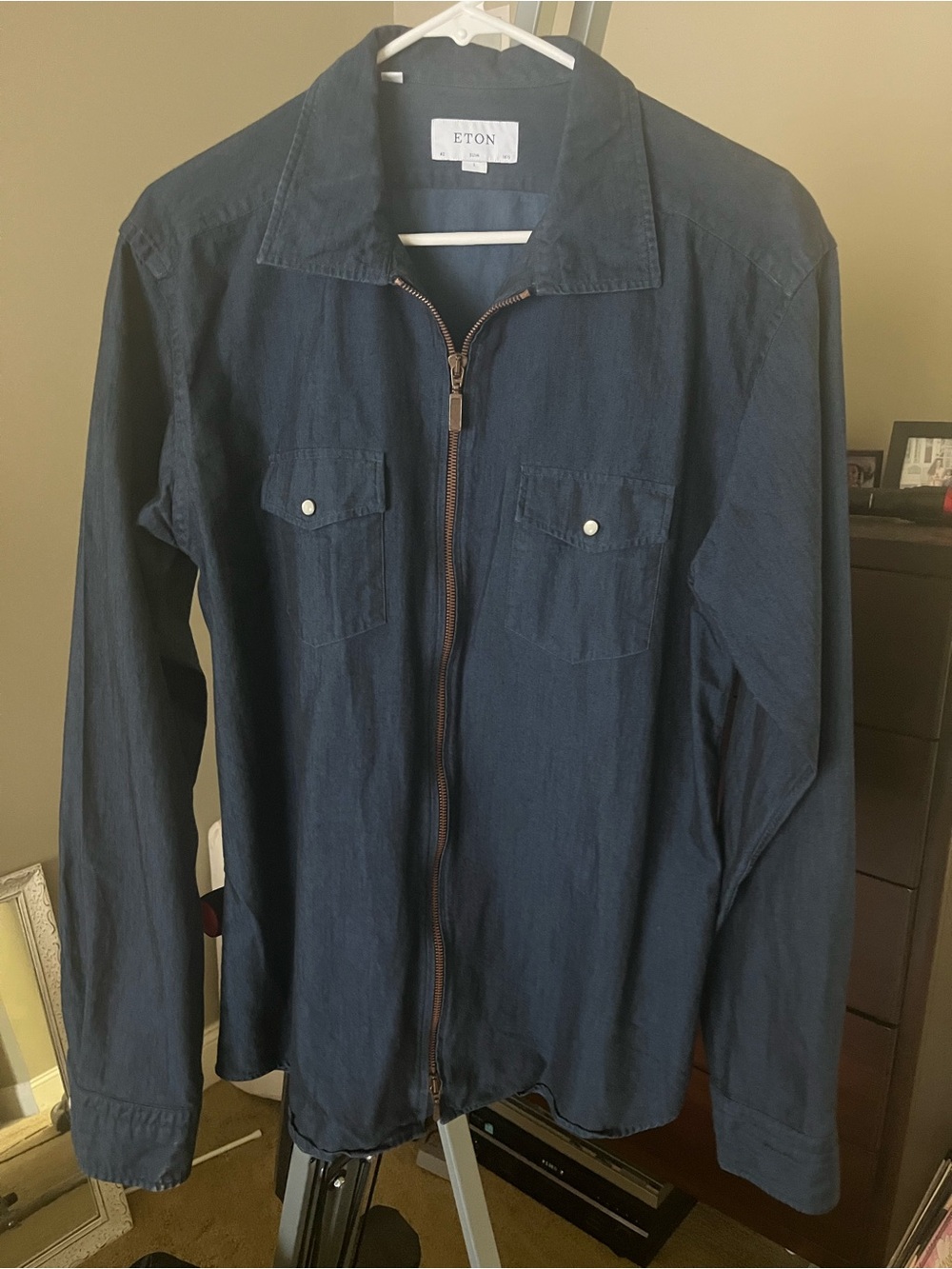 Eton Men's Dark Navy Zip-Up Shirt Jacket